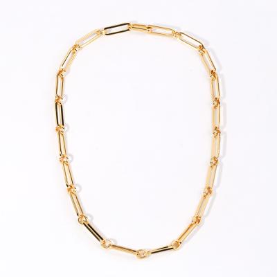 China Popular Girls Link Chain Necklace Rectangle Paperclip Gold Plated Name Environmental Friendly Hot Selling Long Necklace for sale