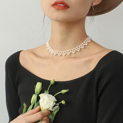 China Environmental Friendly Handmade Clavicular Chain , Natural Freshwater Pearl 14K Gold Plated Chain Necklace for sale