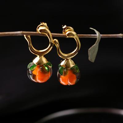 China Fundaisy New Arrival High Quality Colored Soft Gold Plated Earrings Fruit Drop Earrings Chandelier Dangling Earrings for sale