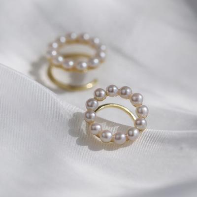 China TRENDY Fashion Design Natural Pearl Handwoven Earrings Without Pierced Ear Bone Clip for sale