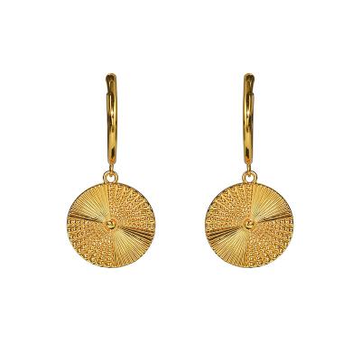 China FASHIONABLE hot selling European and American style metal female wind striped disc earrings for sale