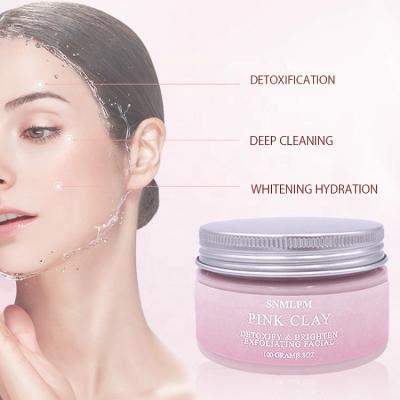 China Whitening Yes Private Label Natural Deep Pore Skin Cleanser Exfloating Whitening Hydration Pink Clay Facial Mask for sale