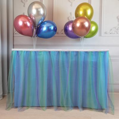 China Party Decorations 6ft Round Rectangle Table Mermaid Color Tulle Tutu Table Bordering For Birthday Mermaid Party Decorations for sale