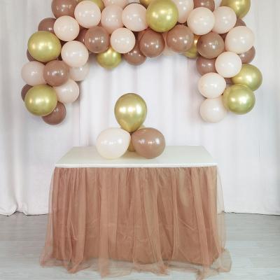 China Party Decoratioon 6ft Brown Round Rectangle Square Tulle Tutu Table Skirt Birthday Wedding Party Decorations for sale