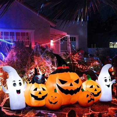 China Halloween Decorations Inflatable Pumpkins Ghost Patch Lanterns With Element LED Explosion Inflatables For Halloween Party Inflatable Garden Decoration for sale