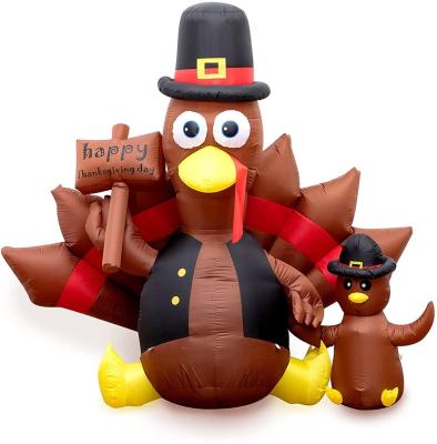 China Inflatable Thanksgiving Decorations Turkey Thanksgiving Decorations with Built-in LED Explosion for Outdoor Party Inflatable Decoration for sale