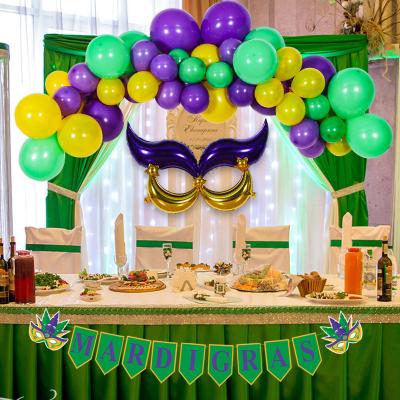 China Mardi Gras Balloons Garland Purple Gold Green Latex Balloons Party Decorations Kit and Foil Balloons Set for Carnival Festival Party Decorations for sale