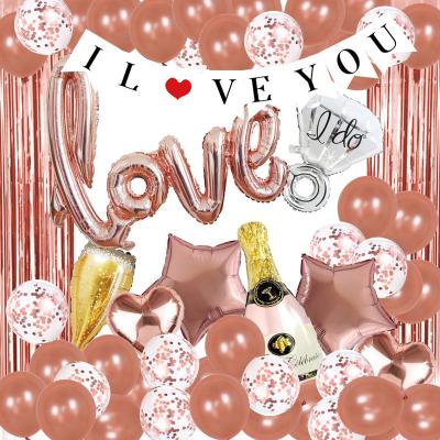 China Party Decorations Valentine's Day Balloons Love Foil Balloons and Rose Gold Pink Latex Balloons Set Garland Decorations for Marriage Proposal for sale