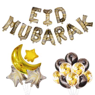 China Eid Mubarak Decorations Foil Balloons Set Party Black and Garland Balloons Gold Latex Kit for Eid Mubarak Festival Party Decorations for sale