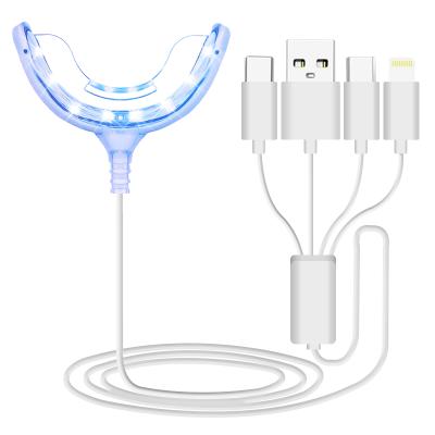 China 2021 hotsell 16led new product ideas strip teeth whitening light with 4 in 1 adapter can use for USB/Micro/Type-c/iphone for sale