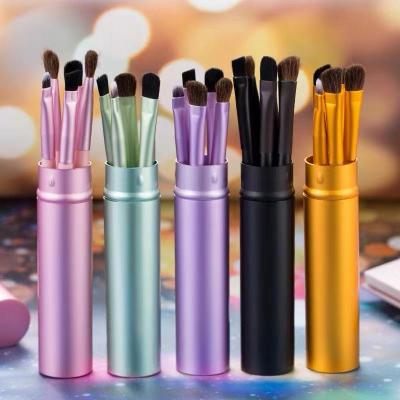 China 5pcs/set Flat Brush Eyeshadow Brush Set with Storage Case Professional Makeup Brush Set for sale