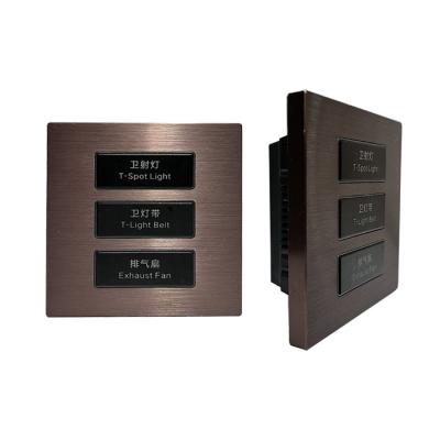 China Good stability& High Quality Anti-light Interference Lower Hotel Control Installation Box Standard 86 Strip Aluminum Alloy 3 Panel Smart Switch for sale