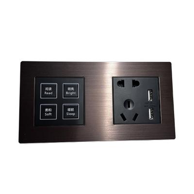 China Factory direct sales four-button simple single aluminum alloy material smart hotel power socket and switch for sale