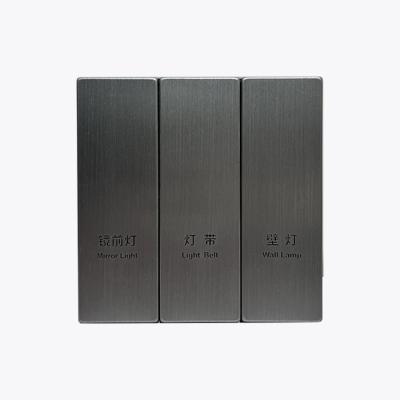 China Large Single Silver Metal Plate Switch Panel 6 Bit Low Voltage Dry Contact Soft Touch Switch for sale