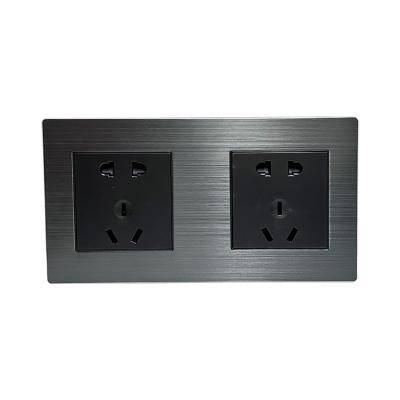 China New Universal Black Single Multifunction Copper Gray Hotel Wall Switch And Socket for sale