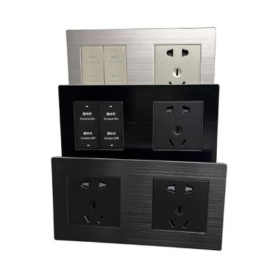 China Mordern factory direct sales aluminum alloy material four-button wall switch single socket for sale