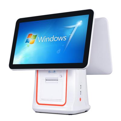 China SDK 15.6 inch Double Screen Display Desktop Pos All In One Windows j1900/i3/i5/i7 Tablet Pc Pos Terminal With Printer for sale