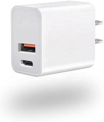 China For iPhone 12/13 Type-C Portable PD20W Wall Charger Smart ETL/SAA/KC Dual USB-A QC3.0 30W Ports Adapter Power Supply For IPad pro /iPhone 13/12 for sale