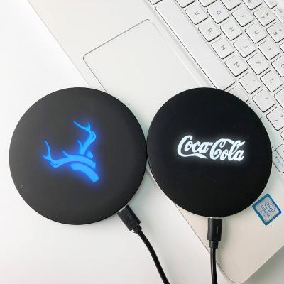 China Mobile Phone OEM Brand 10W LED LOGO Fast Wireless Charging Pad Wireless Charger Gift For Christmas/Black Friday for sale