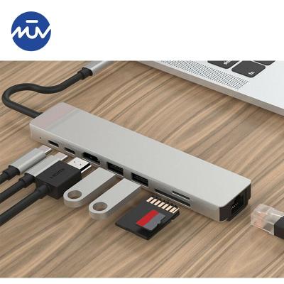 China Multifunctional Usb Hub 8 Type C In 1 USB Hub Multi Function Adapter For MacBook Pro And Type C Windows Laptops for sale