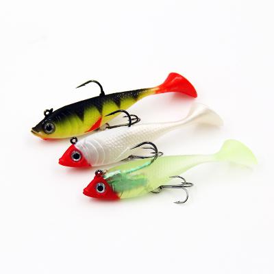 China 18g 9.5cm Lead Fishhook T-tail Self Tied Head Soft Lure PVC+Lead Design for sale