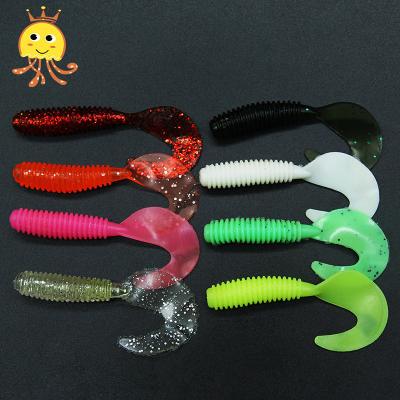 China 10Pcs/bag PVC Rubber Soft Fishing Lure Japan Silicon Fishing Worm 1.2g5cm 2g6cm 3g7cm With Soft Plastic Tail Curling Bait for sale