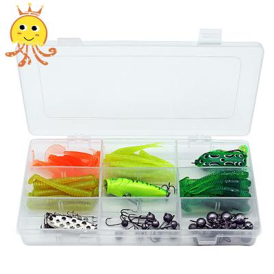 China PVC+PP Build Head Hooks And Curly Soft Baits And Frog Bait Fishing Combination Set High Quality Fishing Lure Sets Japan for sale