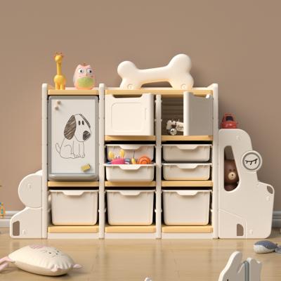 China New Modern Kindergarten Children's Living Room Plastic Cabinet Toy Storage Shelf Dog Shape Stretch Children's Cabinets for sale