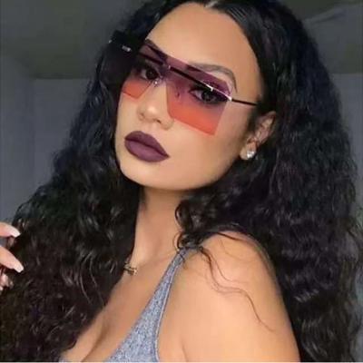 China Fashion sunglasses 2021 high quality ladies luxury women shade oversized flat surface rectangle rimless sunglasses UV400 sunglasses for sale