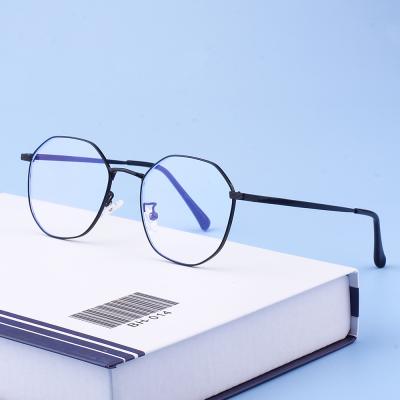 China 2021 New Fashion Anti Metal Glass Optical Glasses Blue Light Women Retro Small Round Glasses Frame for sale