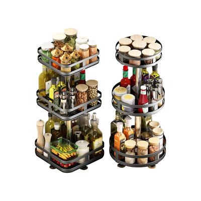 China Hot Selling Viable 360 ​​Degree Rotating Kitchen Spice Storage Organizer Kitchen Desktop Storage Rack for sale