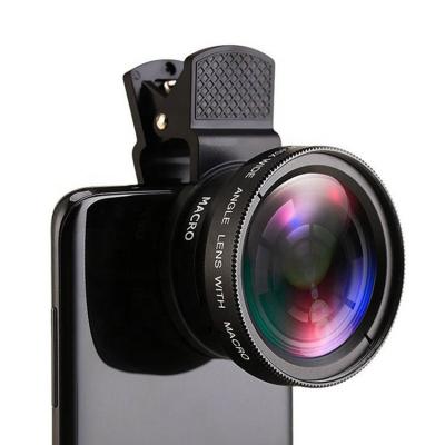 China Take Photoes Universal 2 In 1 Clip 37MM 0.45X 49UV Super Wide Angle + Micro-range Cell Phone Lens For iPhone for sale