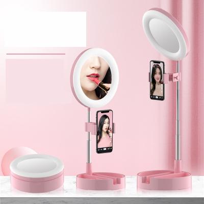 China Mini Mobile Phone tiktok LED ring makeup living light lamp, self-portrait beauty lamp bracket living fill light for sale