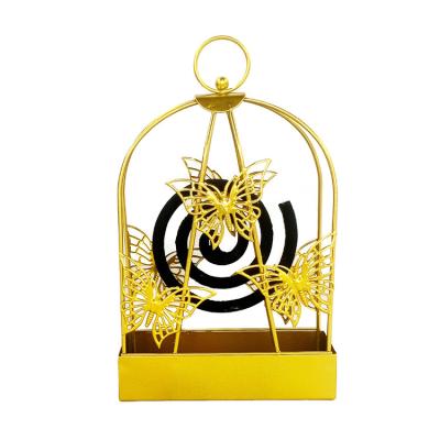 China New Design Single Disposable Gold Bird Cage Portable Durable Mosquito Coil Holder for sale