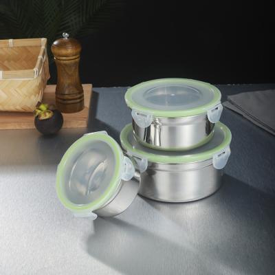 China Wholesale Freshness Preservation Food Grade Stainless Steel Leakproof Food Container With PP Plastic Airtight Lids for sale