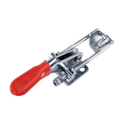 China Tool Box Quick Release Adjustable Latch Shaped Toggle Clamp With Red Rubber J40323 for sale