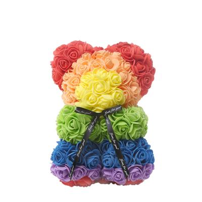 China Fancy DIY Preserved Flowers Teddy Bear Rose Bear Artificial Flower Ribbon For Valentine Christmas Gift for sale