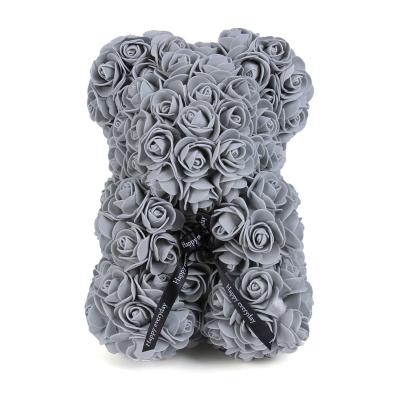 China Fancy Factory Price Many Colors High Quality Teddy Roses Bear Foam Flowers With Gift Box for sale