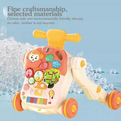 China Baby Walking Learning Game Board Wholesale Plastic 4 in 1 Early Education Activity Multifunctional Lighting Cart Toys Baby Walker for Baby for sale