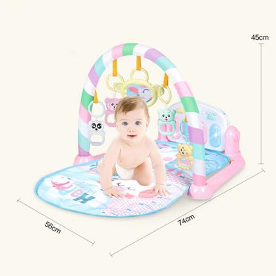 China Toy Factory Price Activity Gym Sleep Play Mat Fitness Music Toy Baby Pedal Piano Play Educational Multifunctional Mat with Animal Rattle for sale