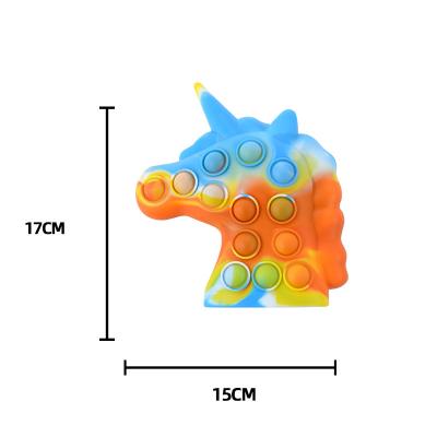 China Relieve 2022 New Pressure Toy Big Rainbow Balls Squeeze Person Pushing Bubble Big 3D Sensory Packs Holding Unicorn Popper Toy for sale