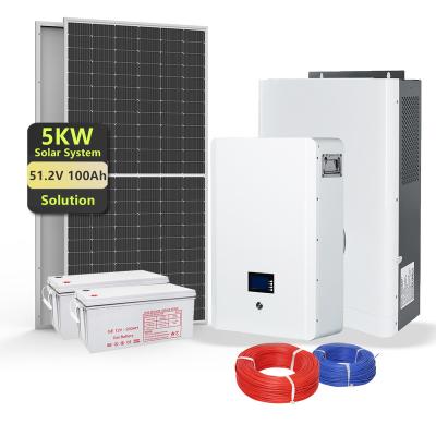 China Home Sale 5kw 10kw Complete System With Lithium Battery Hybrid Inverter Solar PV System for sale