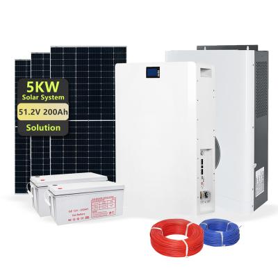 China Home 10KW 48VDC 230VAC Off Grid Full Set Solar Panel Power System Solar Hybrid Inverter 5500w Smart BMS for sale