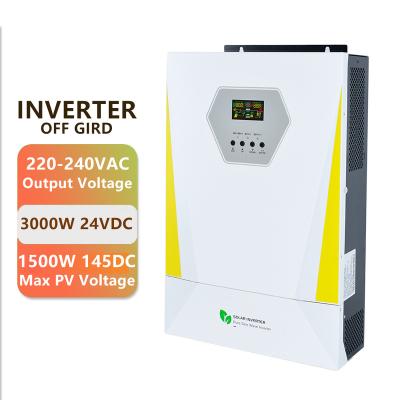 China Off Grid Inverter Power System 24VDC 220VAC 1500W PV Input 3000W 145VDC Pure Sine Wave Solar Inverter 495*312*125mm for sale