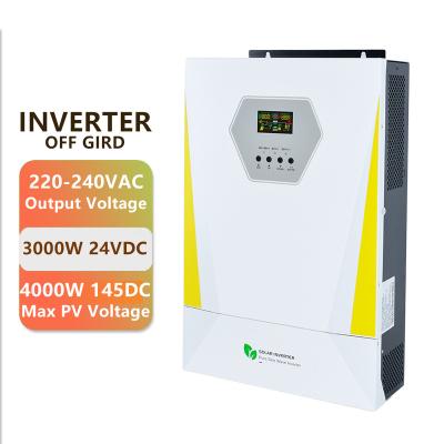 China Good Quality Off Grid Inverter Solar Home UPS 24VDC 220VAC 3000W PV Input 4000W 145VDC Hybrid Solar Inverter 495*312*125mm for sale