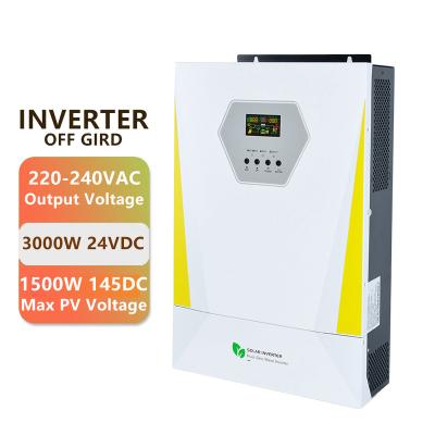 China Manufacturer Wholesale Price 24V 48V DC AC 110V 220V Off Grid Output Power Solar Inverter 3KW 495*312*125mm for sale