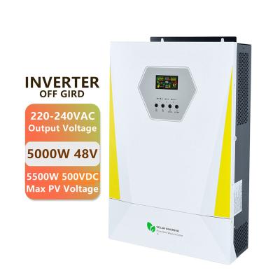 China 5kw inverter mppt 220 volt 24v hybrid solar inverter 24v 48v Ak Mppt inverter with charge controller 495*312*125mm for sale