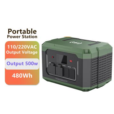 China Waterproof Camping Power Station Solar Generator 500W 480Wh LiFePO4 Wireless Charging Portable Power Bank for sale