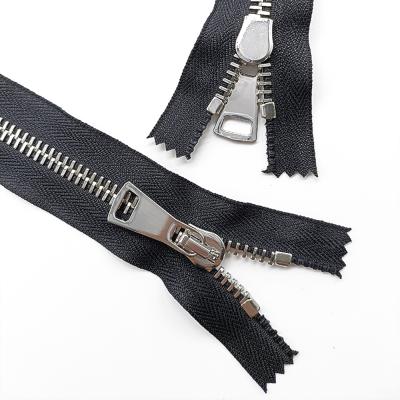 China Factory Wholesale Metal Nickel Free #10 China Zipper Fixed Silver Colors Jacket Zipper for sale