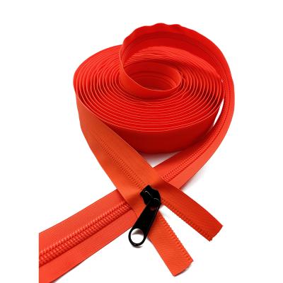 China #10 Nickel Free Customized Nylon Long Chain Red Roll Zipper Custom Nylon Zipper Band For Jeans for sale